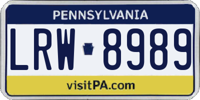 PA license plate LRW8989