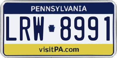 PA license plate LRW8991