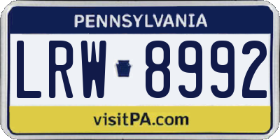 PA license plate LRW8992