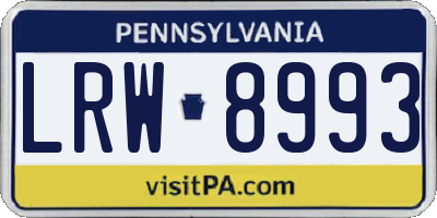 PA license plate LRW8993
