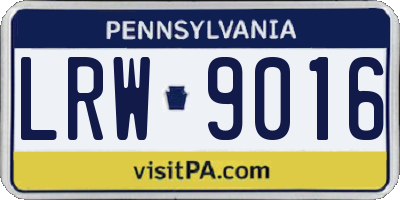 PA license plate LRW9016