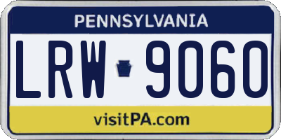 PA license plate LRW9060