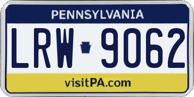 PA license plate LRW9062