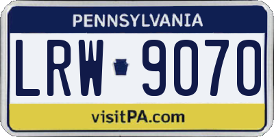 PA license plate LRW9070