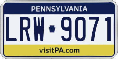 PA license plate LRW9071