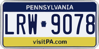 PA license plate LRW9078