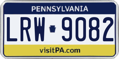 PA license plate LRW9082