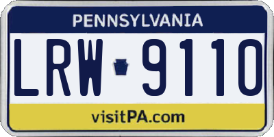 PA license plate LRW9110