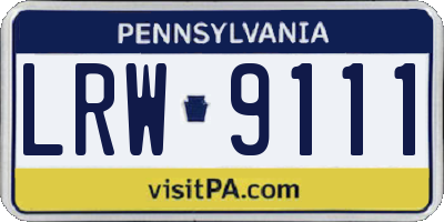 PA license plate LRW9111