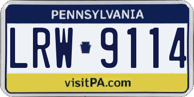 PA license plate LRW9114