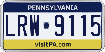 PA license plate LRW9115