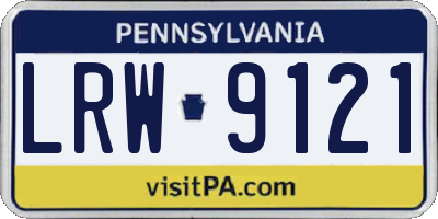 PA license plate LRW9121
