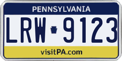 PA license plate LRW9123