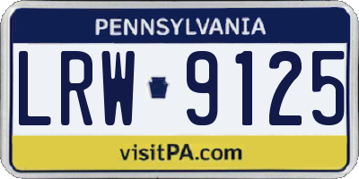 PA license plate LRW9125
