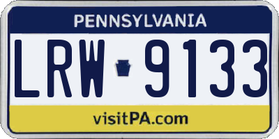 PA license plate LRW9133