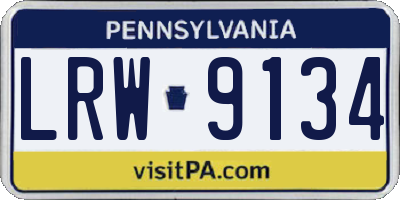 PA license plate LRW9134