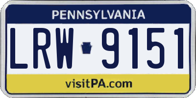 PA license plate LRW9151