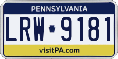 PA license plate LRW9181