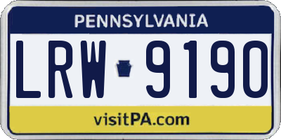 PA license plate LRW9190