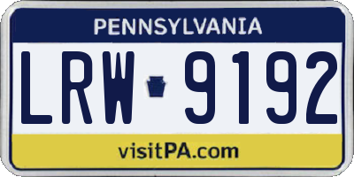 PA license plate LRW9192