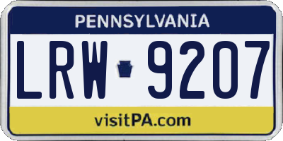 PA license plate LRW9207