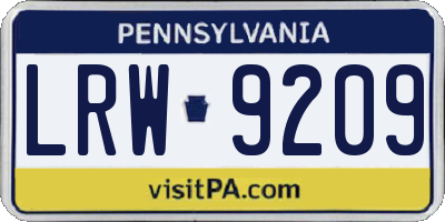 PA license plate LRW9209