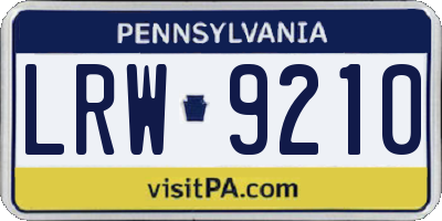 PA license plate LRW9210