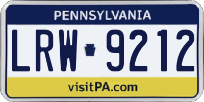 PA license plate LRW9212