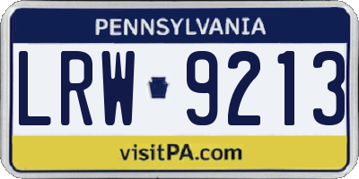 PA license plate LRW9213