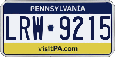 PA license plate LRW9215