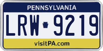 PA license plate LRW9219