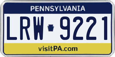 PA license plate LRW9221