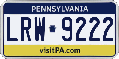 PA license plate LRW9222