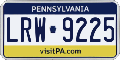 PA license plate LRW9225