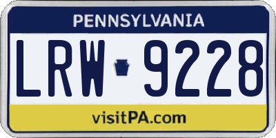 PA license plate LRW9228