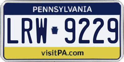 PA license plate LRW9229