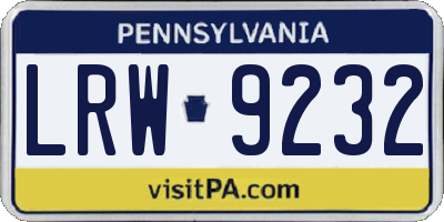 PA license plate LRW9232