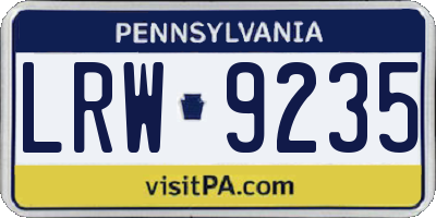 PA license plate LRW9235