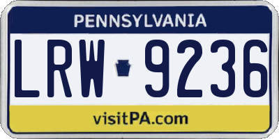 PA license plate LRW9236