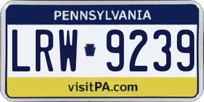 PA license plate LRW9239