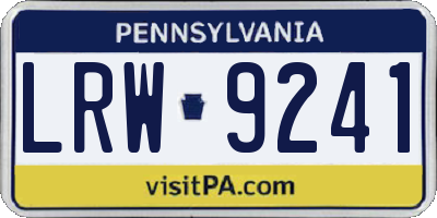 PA license plate LRW9241