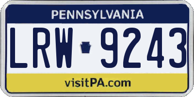 PA license plate LRW9243