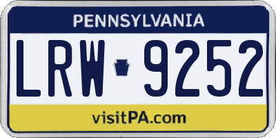 PA license plate LRW9252