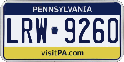 PA license plate LRW9260