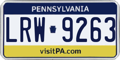 PA license plate LRW9263