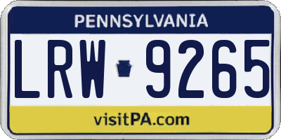 PA license plate LRW9265