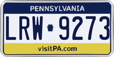 PA license plate LRW9273