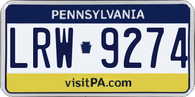 PA license plate LRW9274