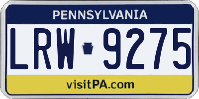 PA license plate LRW9275