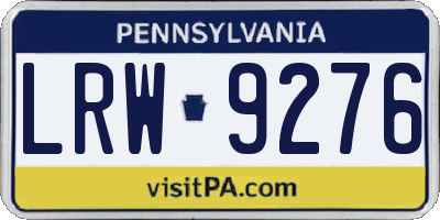 PA license plate LRW9276